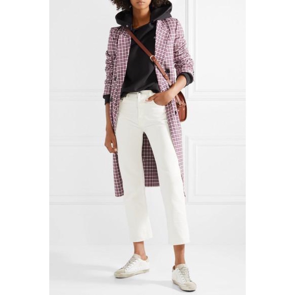 Burberry Checked Cotton-blend Coat In Burgundy NWT - Picture 8 of 15